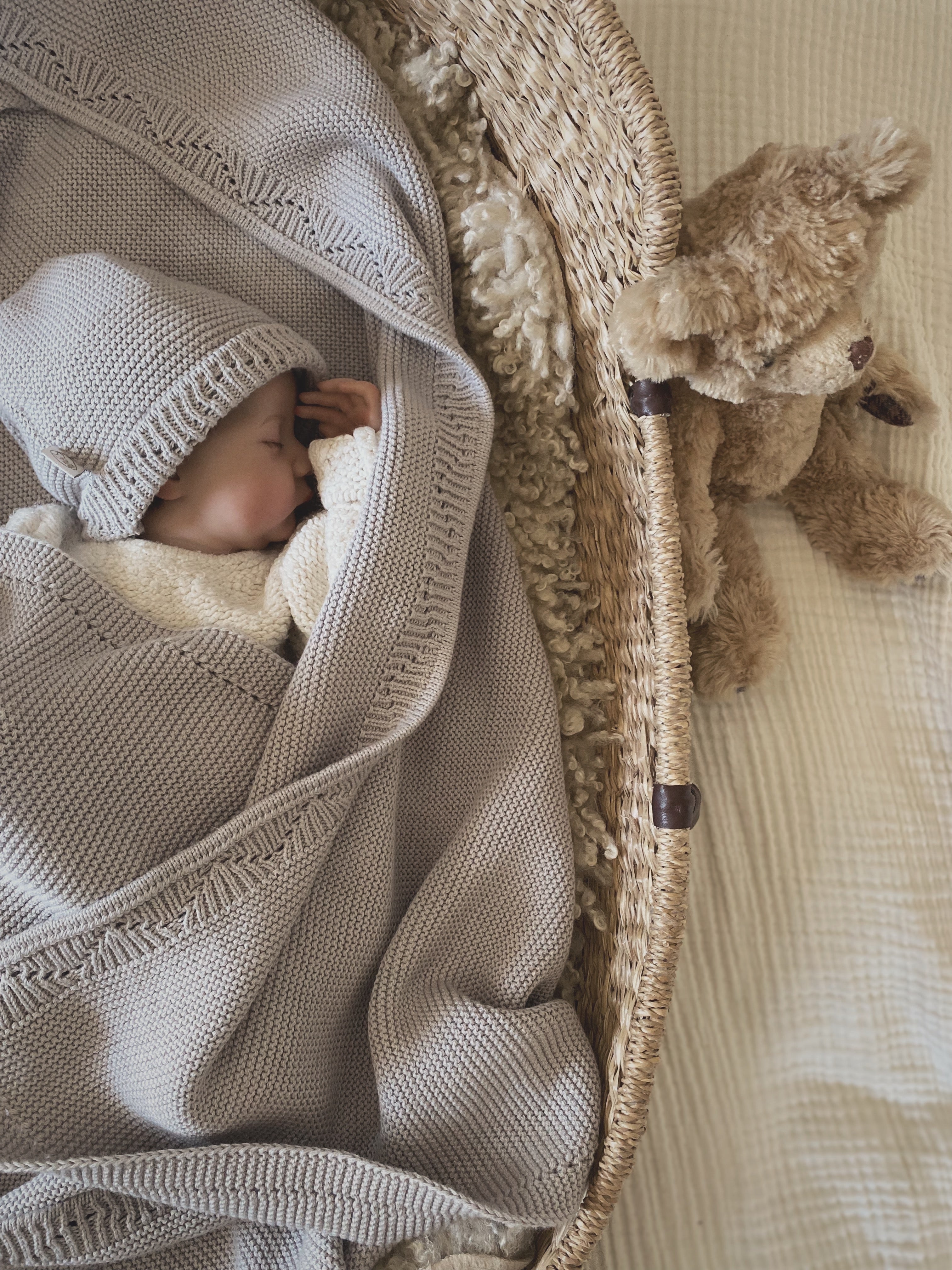 MiniLuna blanket & hat Grey
