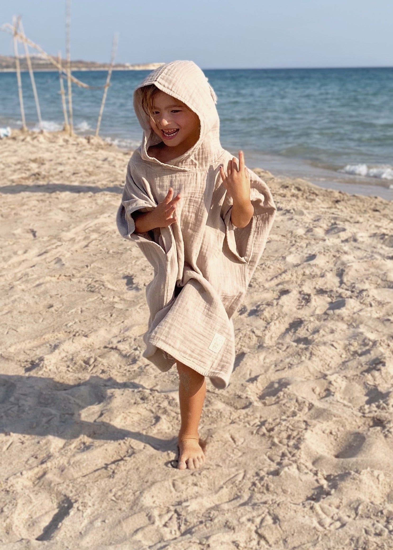 Muslin Poncho Beige