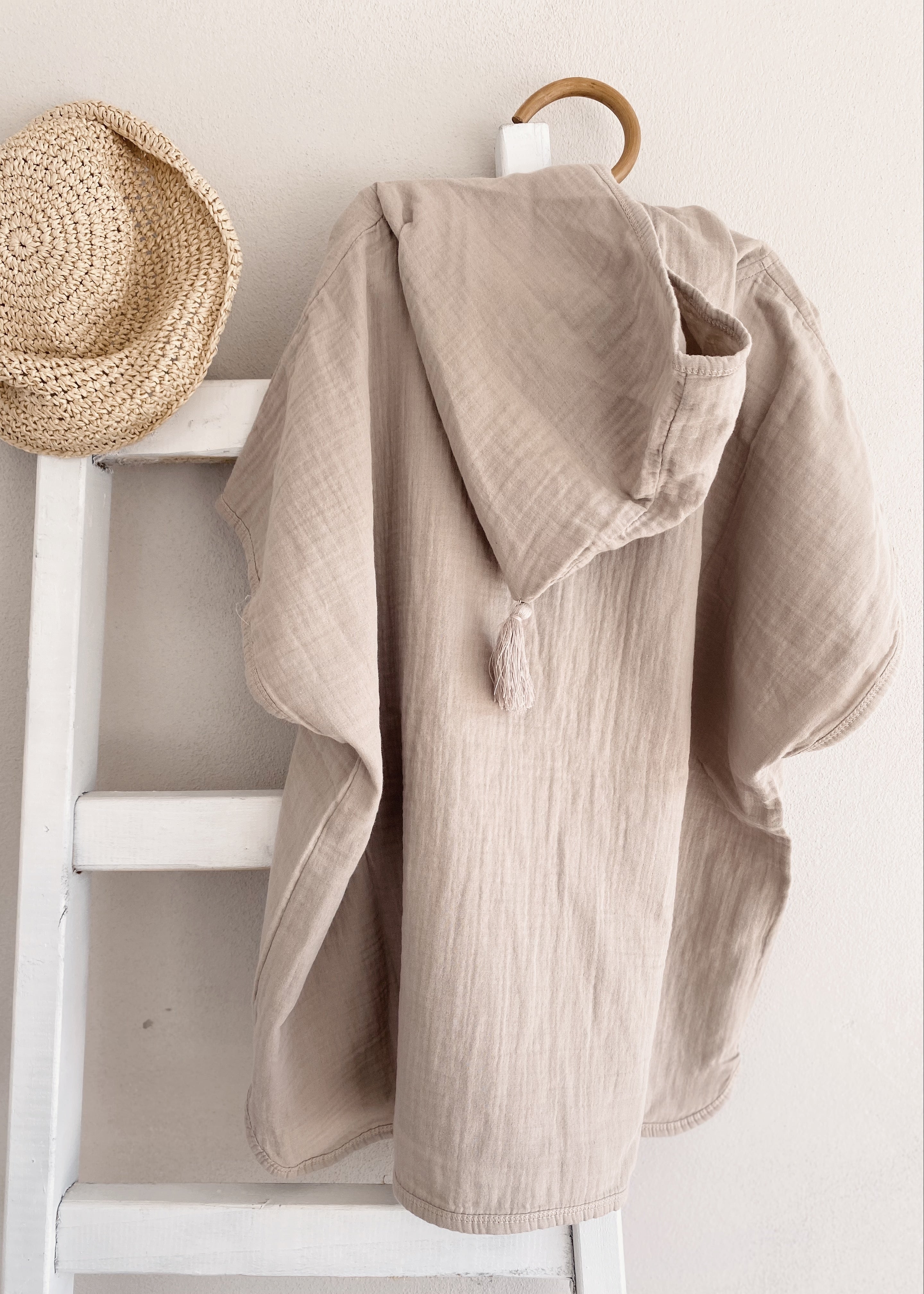 Muslin Poncho Beige