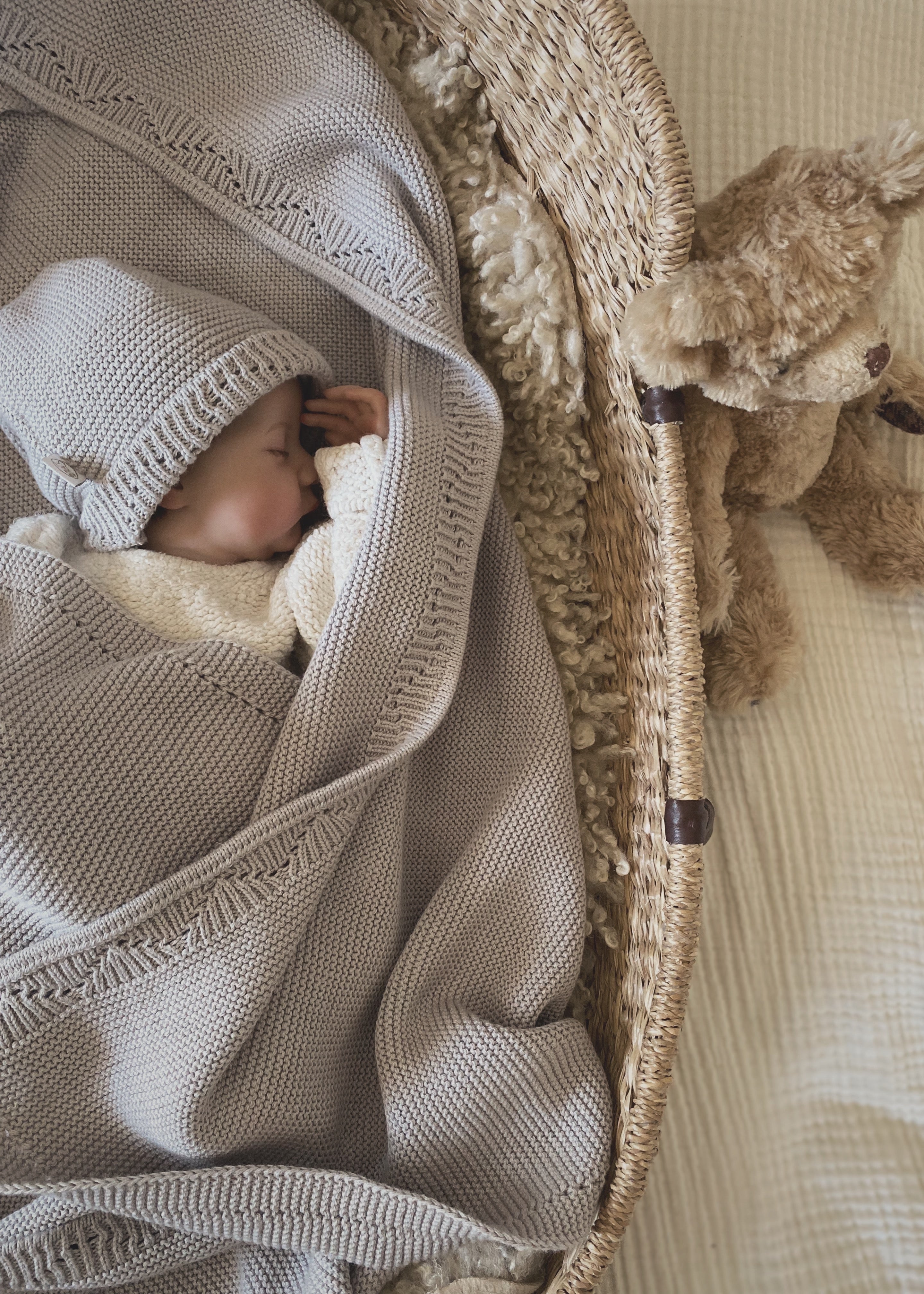 MiniLuna blanket & hat Grey