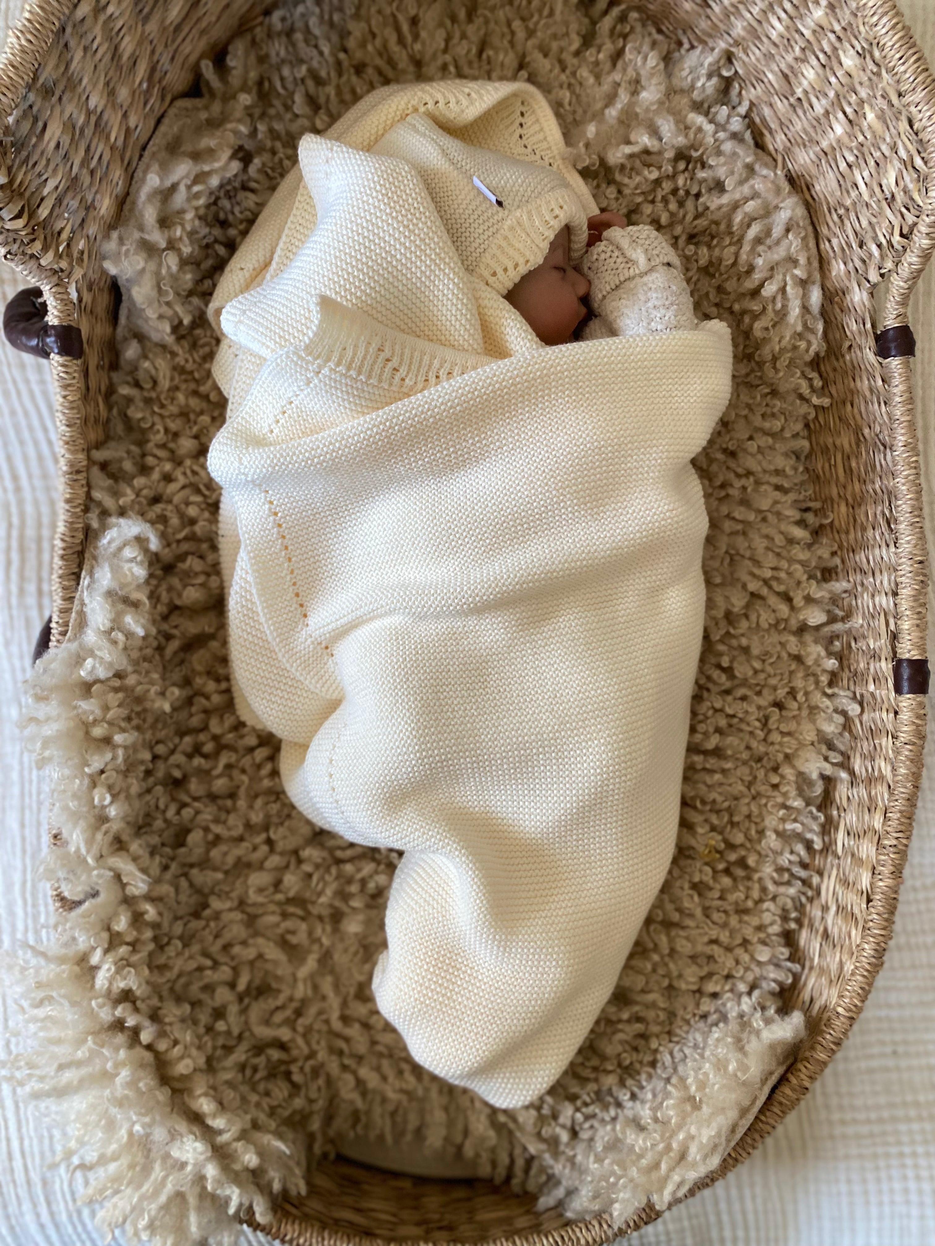 MiniLuna blanket & hat Ecru